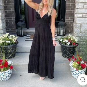 Adellia Black crochet lace jumpsuit XS/Small